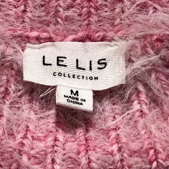 LELIS Collection Size Medium Pink Cable Knit Women's Sweater Long Sleeve. - Picture 8 of 8